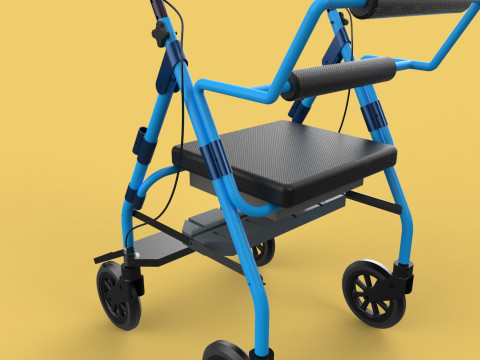WALKING FRAME ROLLATOR ROLLING WHEELED WALKER FOLDABLE SEAT AID 3D-Modell