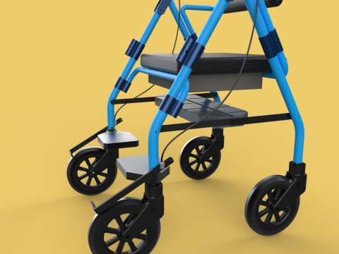 WALKING FRAME ROLLATOR ROLLING WHEELED WALKER FOLDABLE SEAT AID 3D-Modell