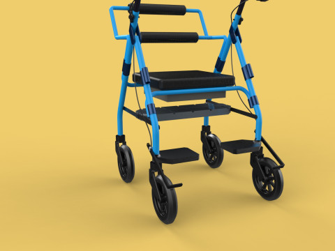 WALKING FRAME ROLLATOR ROLLING WHEELED WALKER FOLDABLE SEAT AID 3D-Modell