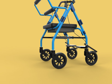 WALKING FRAME ROLLATOR ROLLING WHEELED WALKER FOLDABLE SEAT AID 3D-Modell