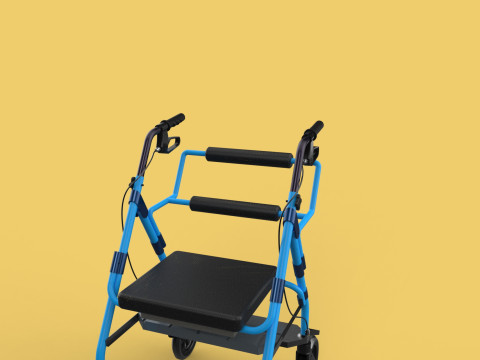 WALKING FRAME ROLLATOR ROLLING WHEELED WALKER FOLDABLE SEAT AID 3D-Modell