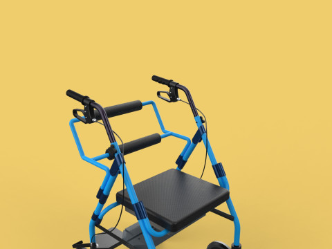 WALKING FRAME ROLLATOR ROLLING WHEELED WALKER FOLDABLE SEAT AID 3D-Modell