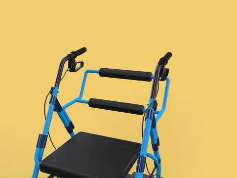 WALKING FRAME ROLLATOR ROLLING WHEELED WALKER FOLDABLE SEAT AID 3D-Modell