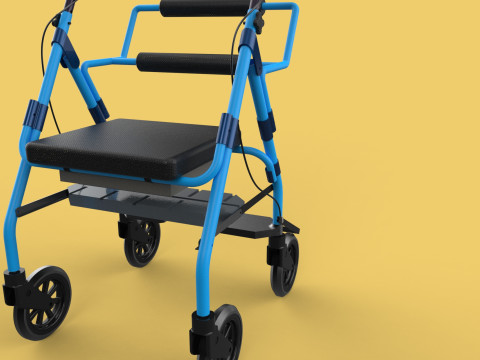 WALKING FRAME ROLLATOR ROLLING WHEELED WALKER FOLDABLE SEAT AID 3D-Modell