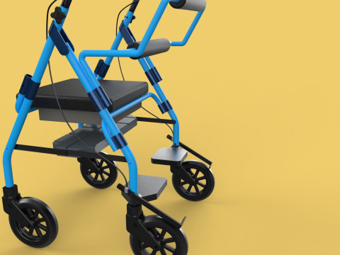 WALKING FRAME ROLLATOR ROLLING WHEELED WALKER FOLDABLE SEAT AID 3D-Modell