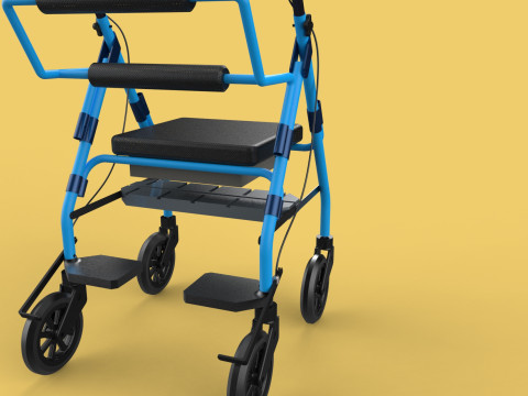 WALKING FRAME ROLLATOR ROLLING WHEELED WALKER FOLDABLE SEAT AID 3D-Modell