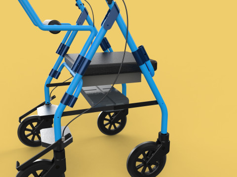 WALKING FRAME ROLLATOR ROLLING WHEELED WALKER FOLDABLE SEAT AID 3D-Modell