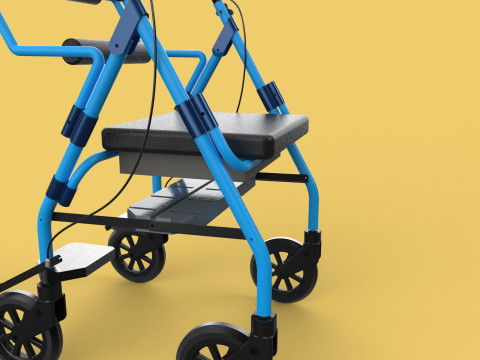 WALKING FRAME ROLLATOR ROLLING WHEELED WALKER FOLDABLE SEAT AID 3D-Modell