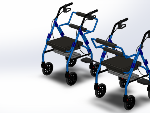 WALKING FRAME ROLLATOR ROLLING WHEELED WALKER FOLDABLE SEAT AID 3D-Modell