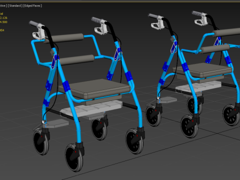 WALKING FRAME ROLLATOR ROLLING WHEELED WALKER FOLDABLE SEAT AID 3D-Modell