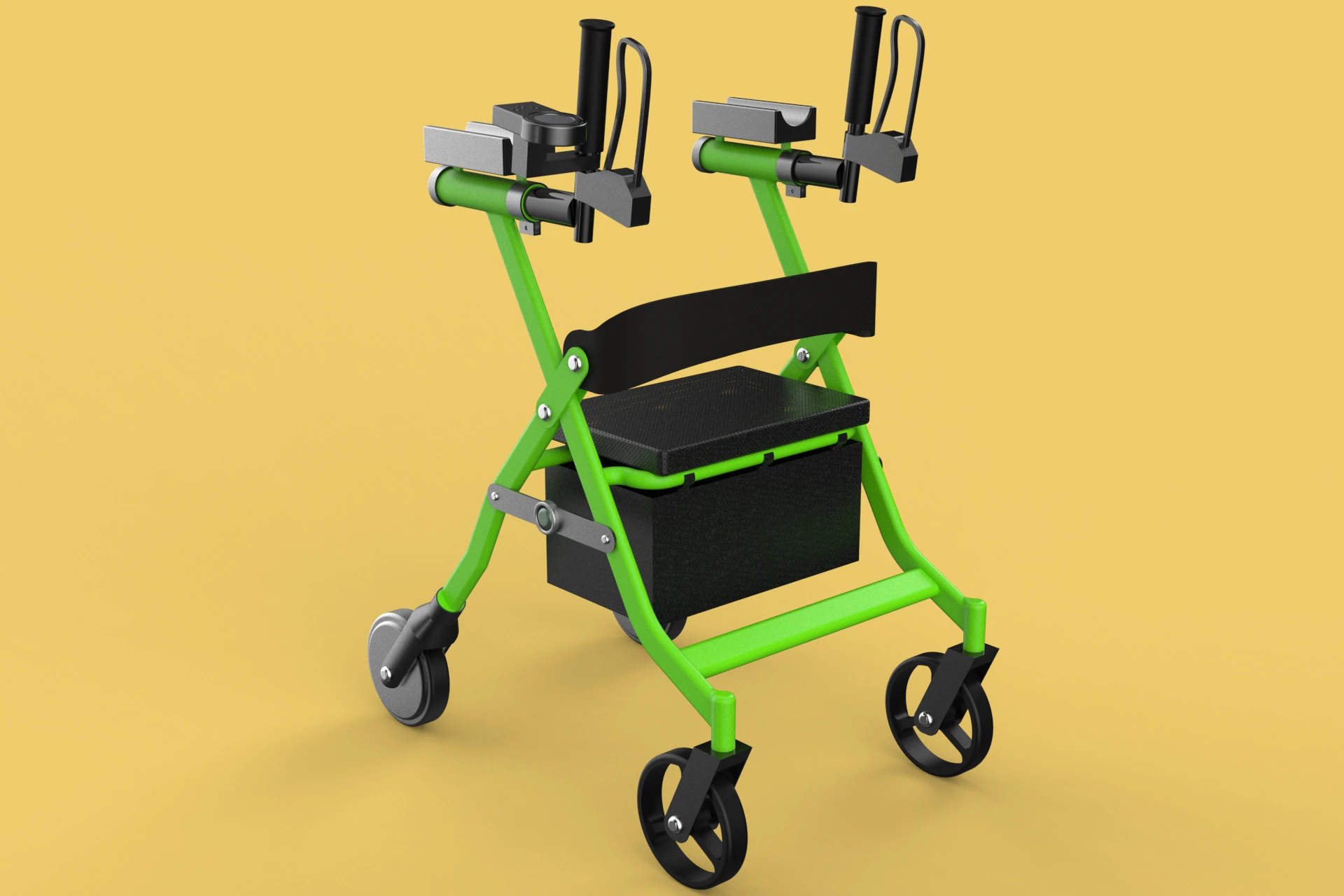 WHEELED WALKER ROLLATOR ROLLING FOLDABLE WALKING FRAME SEAT AID 3D Model .c4d .max .obj .3ds .fbx .stl .blend