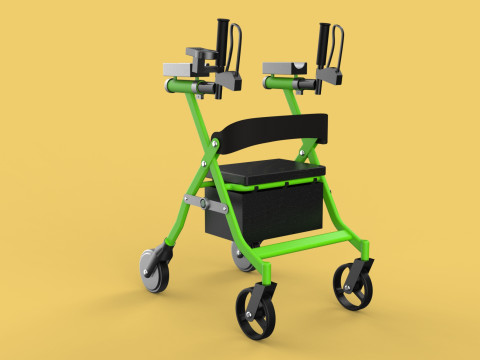 WHEELED WALKER ROLLATOR ROLLING FOLDABLE WALKING FRAME SEAT AID 3D Model