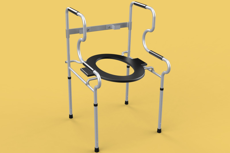 MULTIPURPOSE TOILET SEAT FOLDABLE COMMODE CHAIR WALKER RAISED Modello 3D .c4d .max .obj .3ds .fbx .stl .blend 