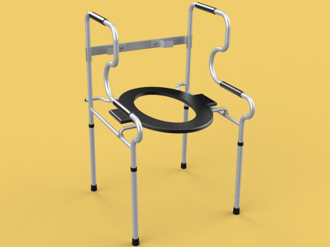 MULTIPURPOSE TOILET SEAT FOLDABLE COMMODE CHAIR WALKER RAISED 3D Model