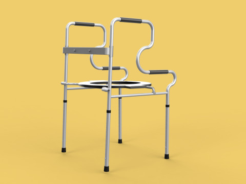 MULTIPURPOSE TOILET SEAT FOLDABLE COMMODE CHAIR WALKER RAISED Modello 3D