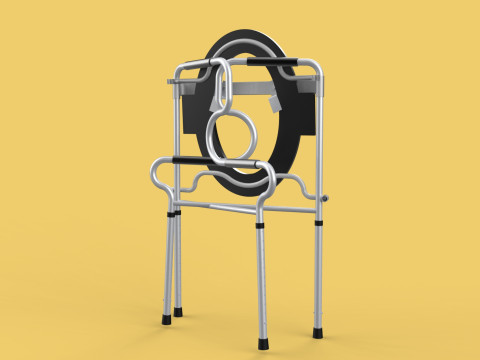 MULTIPURPOSE TOILET SEAT FOLDABLE COMMODE CHAIR WALKER RAISED Modello 3D