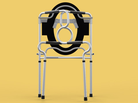 MULTIPURPOSE TOILET SEAT FOLDABLE COMMODE CHAIR WALKER RAISED Modello 3D