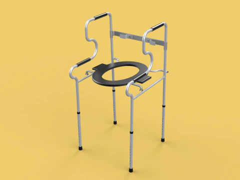 MULTIPURPOSE TOILET SEAT FOLDABLE COMMODE CHAIR WALKER RAISED 3D Model