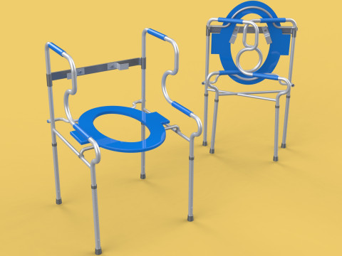 PORTABLE TOILET SEAT FOLDING COMMODE CHAIR WALKER RAISED STAND 3D Model