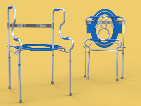 PORTABLE TOILET SEAT FOLDING COMMODE CHAIR WALKER RAISED STAND 3D 模型