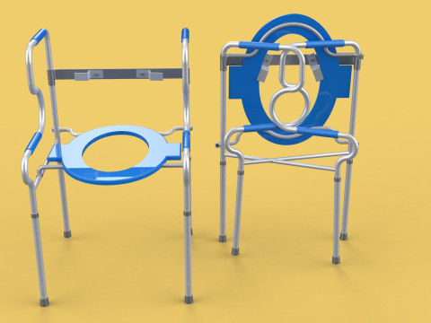 PORTABLE TOILET SEAT FOLDING COMMODE CHAIR WALKER RAISED STAND 3D 模型