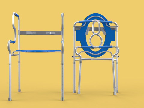 PORTABLE TOILET SEAT FOLDING COMMODE CHAIR WALKER RAISED STAND 3D 模型