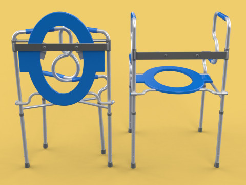 PORTABLE TOILET SEAT FOLDING COMMODE CHAIR WALKER RAISED STAND 3D 模型