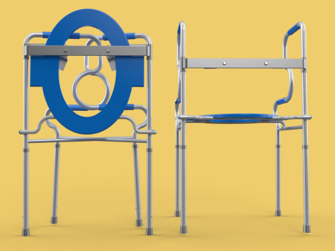 PORTABLE TOILET SEAT FOLDING COMMODE CHAIR WALKER RAISED STAND 3D 模型