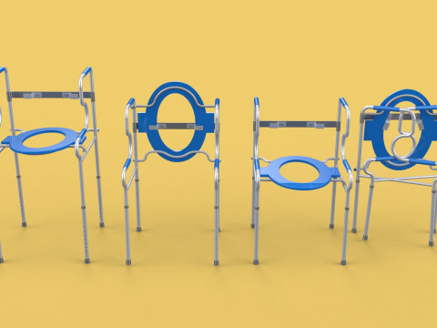 PORTABLE TOILET SEAT FOLDING COMMODE CHAIR WALKER RAISED STAND 3D 模型