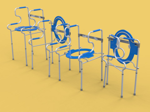 PORTABLE TOILET SEAT FOLDING COMMODE CHAIR WALKER RAISED STAND 3D 模型
