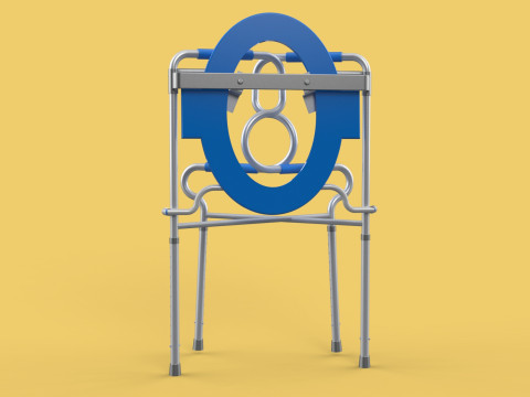 PORTABLE TOILET SEAT FOLDING COMMODE CHAIR WALKER RAISED STAND 3D 模型