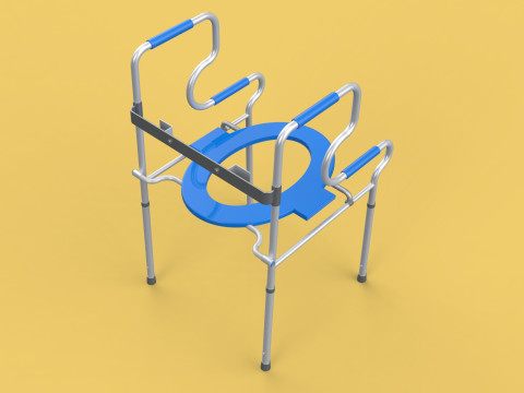 PORTABLE TOILET SEAT FOLDING COMMODE CHAIR WALKER RAISED STAND 3D 模型