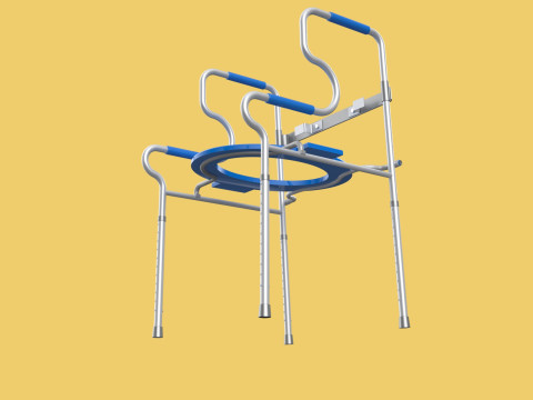 PORTABLE TOILET SEAT FOLDING COMMODE CHAIR WALKER RAISED STAND 3D 模型
