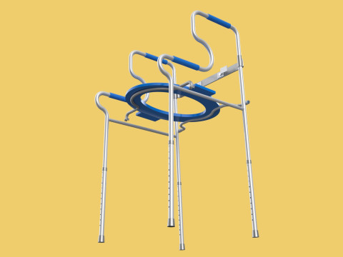 PORTABLE TOILET SEAT FOLDING COMMODE CHAIR WALKER RAISED STAND 3D 模型