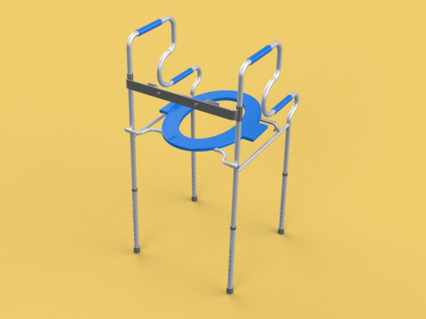 PORTABLE TOILET SEAT FOLDING COMMODE CHAIR WALKER RAISED STAND 3D 模型