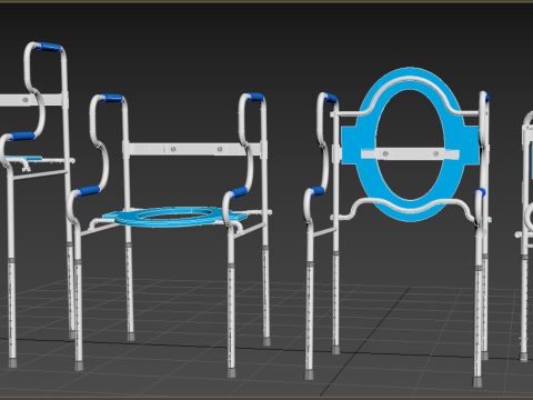 PORTABLE TOILET SEAT FOLDING COMMODE CHAIR WALKER RAISED STAND 3D 模型