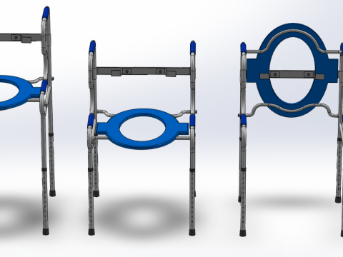 PORTABLE TOILET SEAT FOLDING COMMODE CHAIR WALKER RAISED STAND 3D 模型