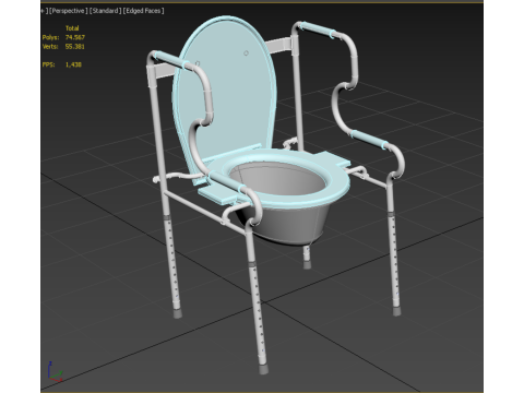 TOILET SEAT CHAIR COMMODE BEDSIDE BEDPAN WALKER STAND SHOWER AID Model 3D