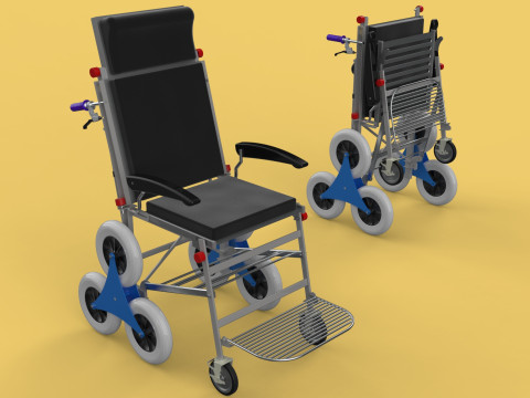 TRANSFER STAIR CLIMBING WHEELCHAIR FOLDING CART TROLLEY CHAIR 3D Model