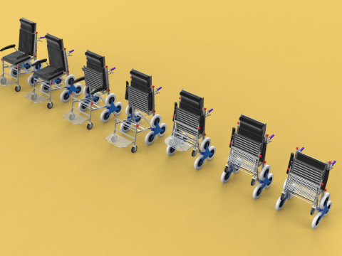 TRANSFER STAIR CLIMBING WHEELCHAIR FOLDING CART TROLLEY CHAIR 3D-Modell
