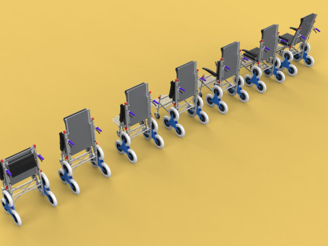 TRANSFER STAIR CLIMBING WHEELCHAIR FOLDING CART TROLLEY CHAIR 3D-Modell