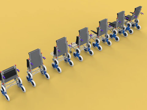 ТРАНСФЕРНАЯ ЛЕСТНИЦА ИНВАЛИДНАЯ КОЛЯСКА СКЛАДНАЯ ТЕЛЕЖКА КРЕСЛО НА ТЕЛЕЖКЕ 3D Модель