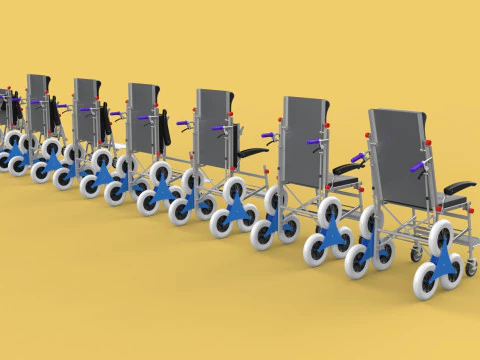 ТРАНСФЕРНАЯ ЛЕСТНИЦА ИНВАЛИДНАЯ КОЛЯСКА СКЛАДНАЯ ТЕЛЕЖКА КРЕСЛО НА ТЕЛЕЖКЕ 3D Модель