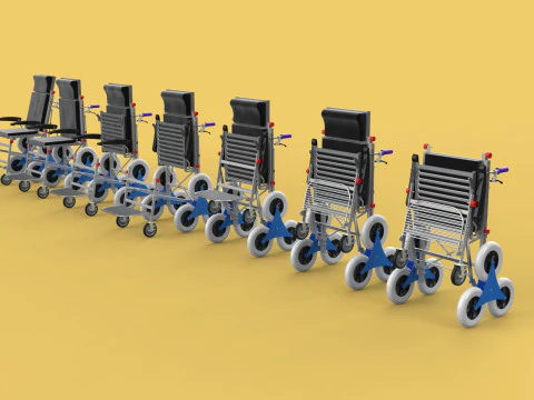 ТРАНСФЕРНАЯ ЛЕСТНИЦА ИНВАЛИДНАЯ КОЛЯСКА СКЛАДНАЯ ТЕЛЕЖКА КРЕСЛО НА ТЕЛЕЖКЕ 3D Модель