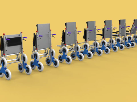 ТРАНСФЕРНАЯ ЛЕСТНИЦА ИНВАЛИДНАЯ КОЛЯСКА СКЛАДНАЯ ТЕЛЕЖКА КРЕСЛО НА ТЕЛЕЖКЕ 3D Модель