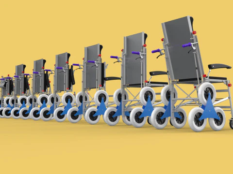 ТРАНСФЕРНАЯ ЛЕСТНИЦА ИНВАЛИДНАЯ КОЛЯСКА СКЛАДНАЯ ТЕЛЕЖКА КРЕСЛО НА ТЕЛЕЖКЕ 3D Модель