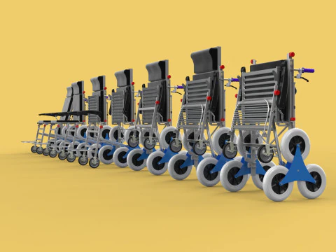 ТРАНСФЕРНАЯ ЛЕСТНИЦА ИНВАЛИДНАЯ КОЛЯСКА СКЛАДНАЯ ТЕЛЕЖКА КРЕСЛО НА ТЕЛЕЖКЕ 3D Модель