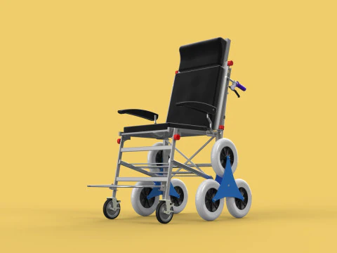 ТРАНСФЕРНАЯ ЛЕСТНИЦА ИНВАЛИДНАЯ КОЛЯСКА СКЛАДНАЯ ТЕЛЕЖКА КРЕСЛО НА ТЕЛЕЖКЕ 3D Модель