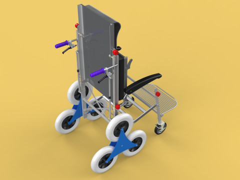 TRANSFER STAIR CLIMBING WHEELCHAIR FOLDING CART TROLLEY CHAIR 3D-Modell