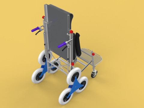 TRANSFER STAIR CLIMBING WHEELCHAIR FOLDING CART TROLLEY CHAIR 3D-Modell